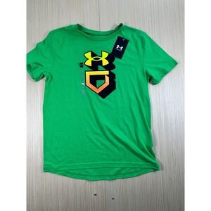 Under Armour Baseball Gradient Icon T Shirt Boys Large Green Loose Ribbed Collar
